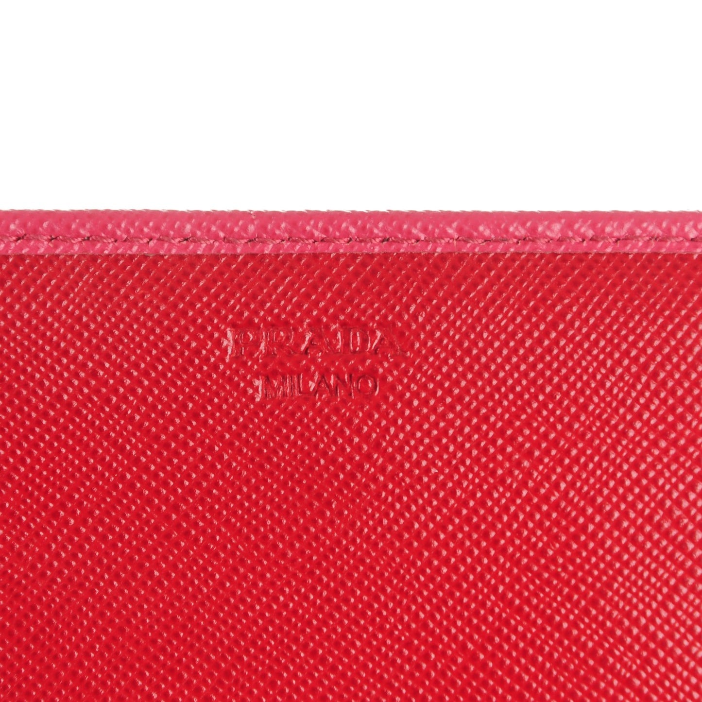 Saffiano Bi-Color Metal Continental Flap Wallet Fragola Talco