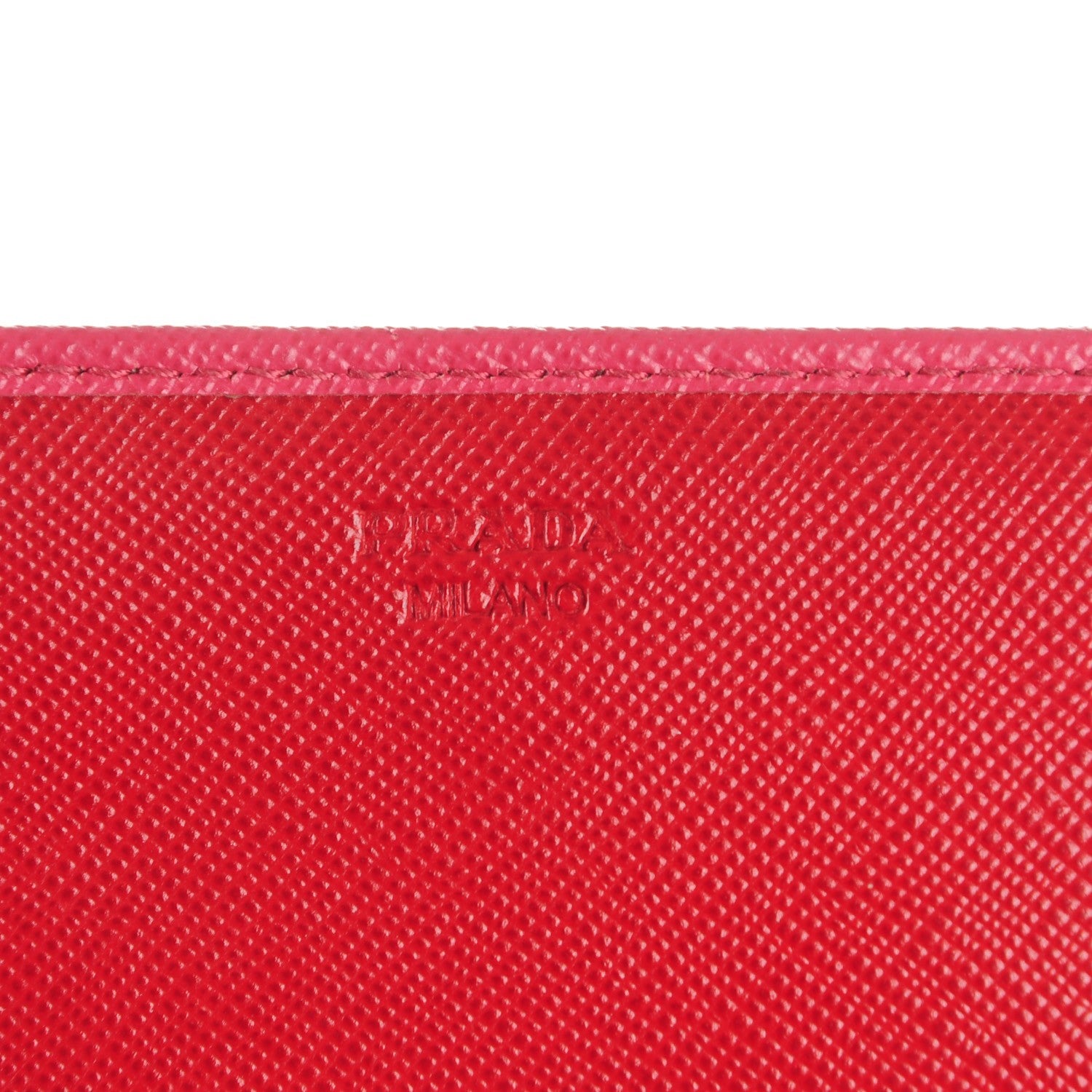 Prada Saffiano Bi-Color Metal Continental Flap Wallet Fragola Talco 6 of 9