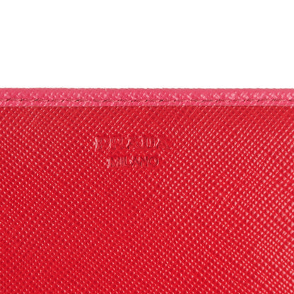 Prada Saffiano Bi-Color Metal Continental Flap Wallet Fragola Talco 6 of 9