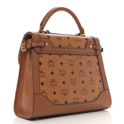 MCM Visetos Top Handle Satchel Cognac 3 of 11