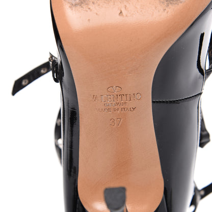Valentino Garavani Patent Love Latch 100mm Pumps 37 Black Poudre 6 of 10