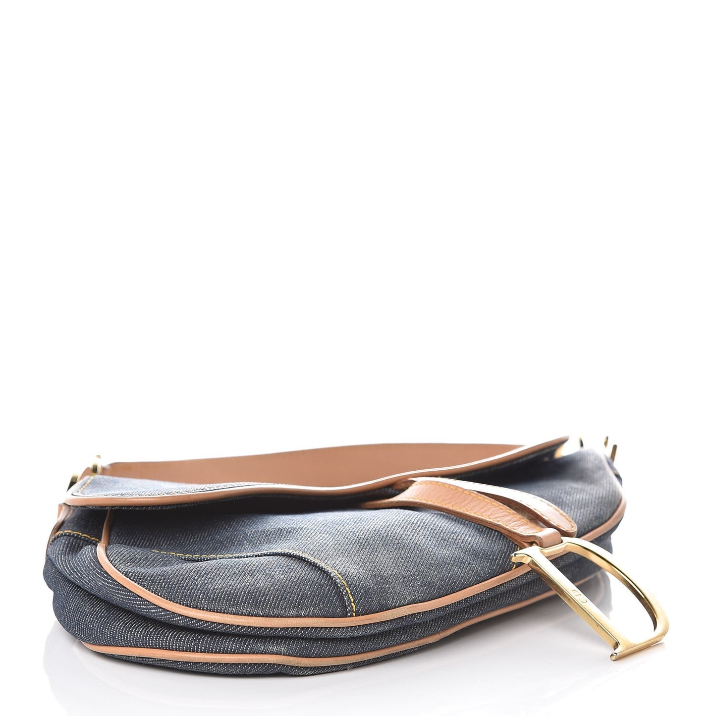 Denim Calfskin Saddle Bag Blue