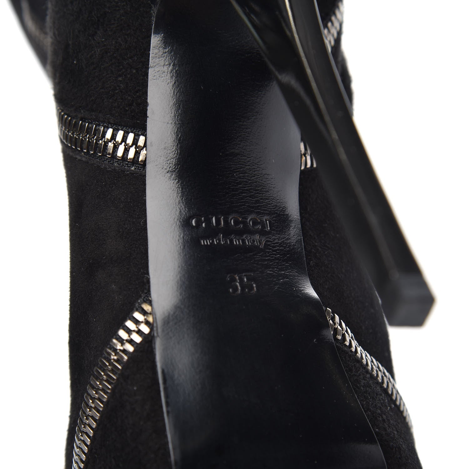 Gucci Suede Zipper Platform Pumps Black 35 6 of 10