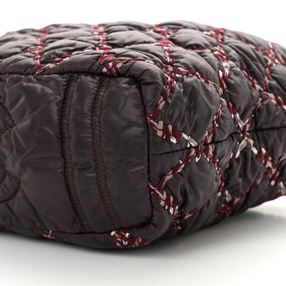 Chanel Nylon Quilted Tweed Stitch Bubble Tote Plum 10 of 14