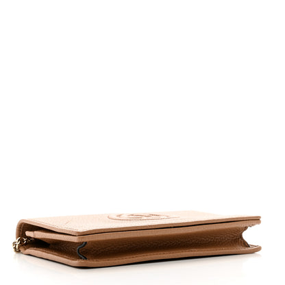 Gucci Pebbled Calfskin Soho Wallet On Chain Camelia 4 of 9