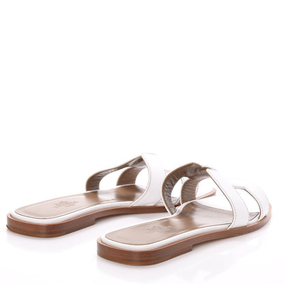 Hermes Box Calfskin Oran Sandals 35.5 White 4 of 8