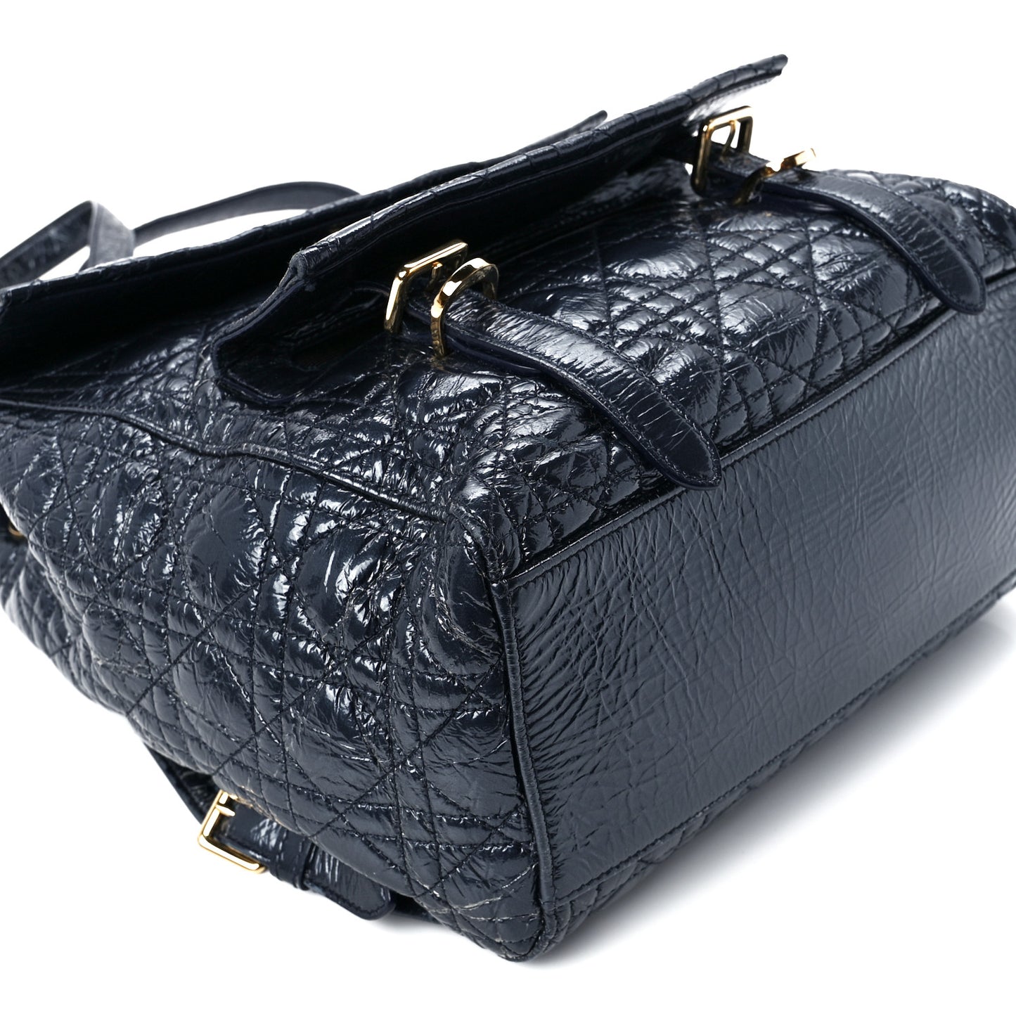 Ceramic Effect Deerskin Cannage Large Stardust Backpack Navy Blue