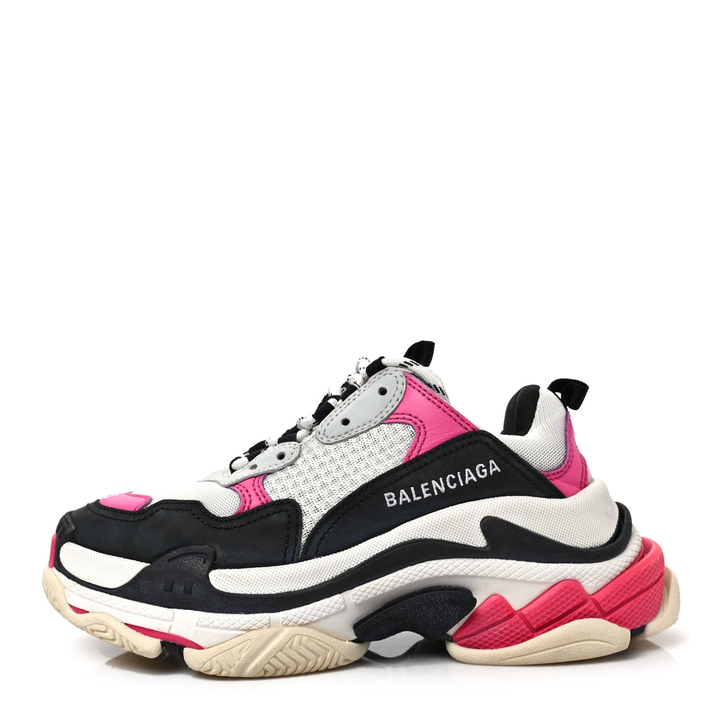 Fabric Mesh Womens Triple S Sneakers 36 Rose Fluo Black White