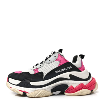 Balenciaga Fabric Mesh Womens Triple S Sneakers 36 Rose Fluo Black White 1 of 7