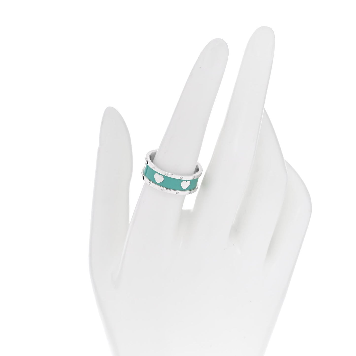 Sterling Silver Enamel Heart Band Ring 57 8