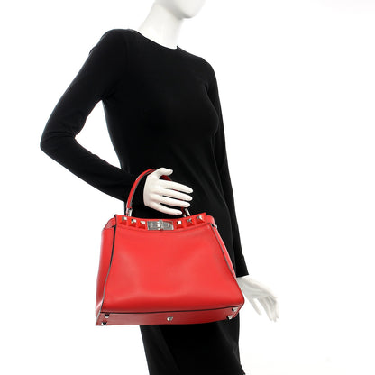 Fendi Vitello Seta Studded Medium Peekaboo Iconic Satchel Fiamma 2 of 8