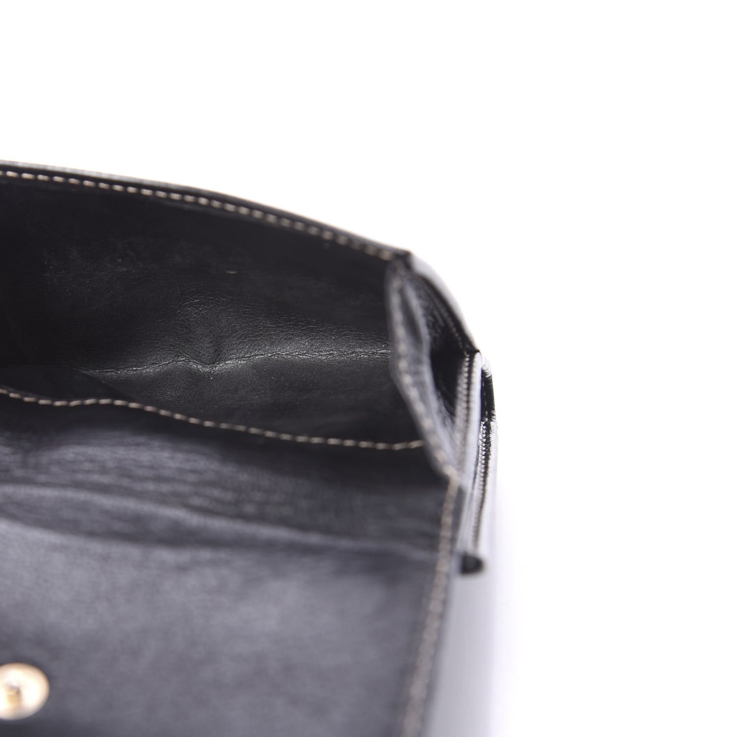 Calfskin Web Chain Compact Wallet Black