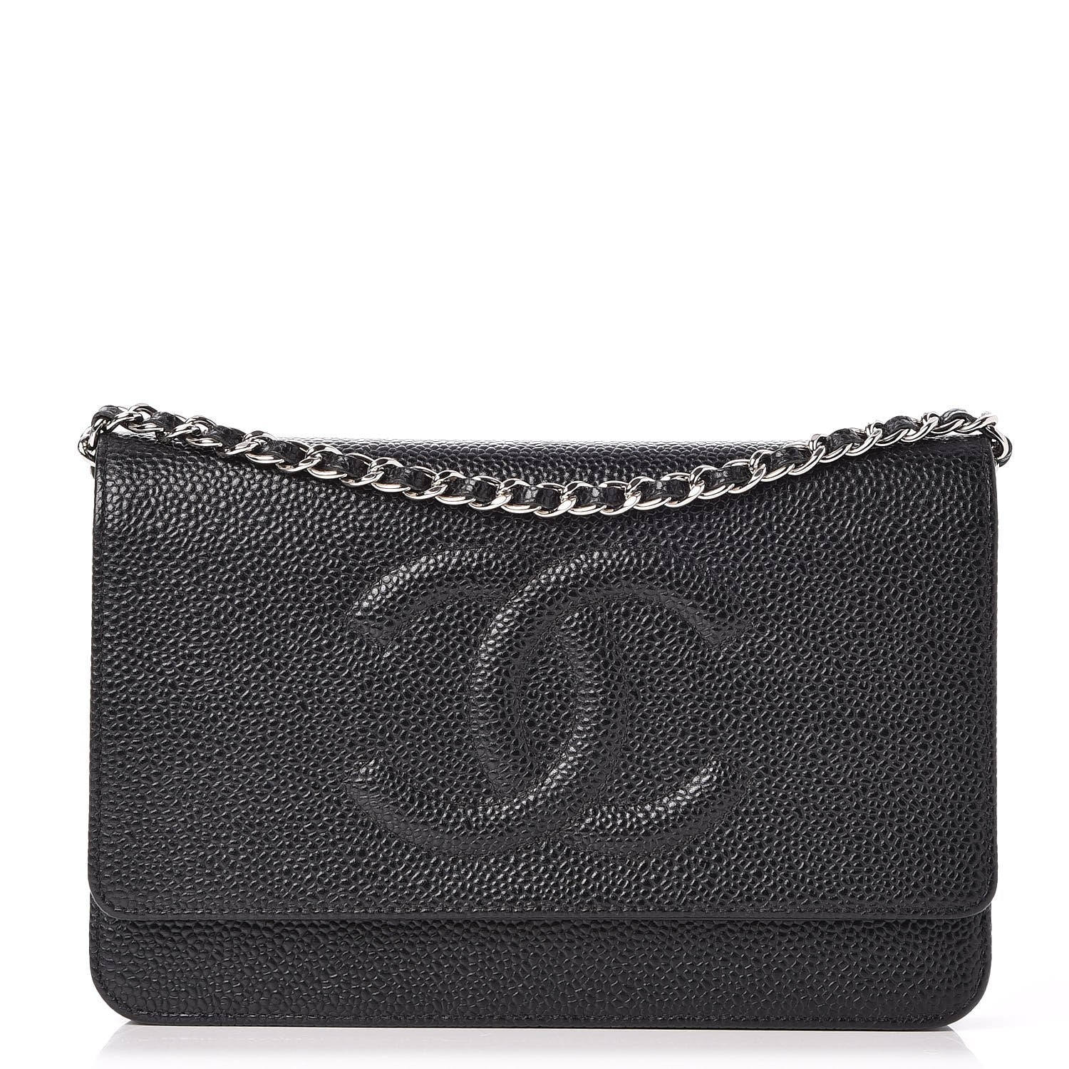 Chanel Caviar Timeless CC Wallet On Chain WOC Black 1 of 9