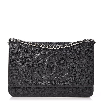 Chanel Caviar Timeless CC Wallet On Chain WOC Black 1 of 9