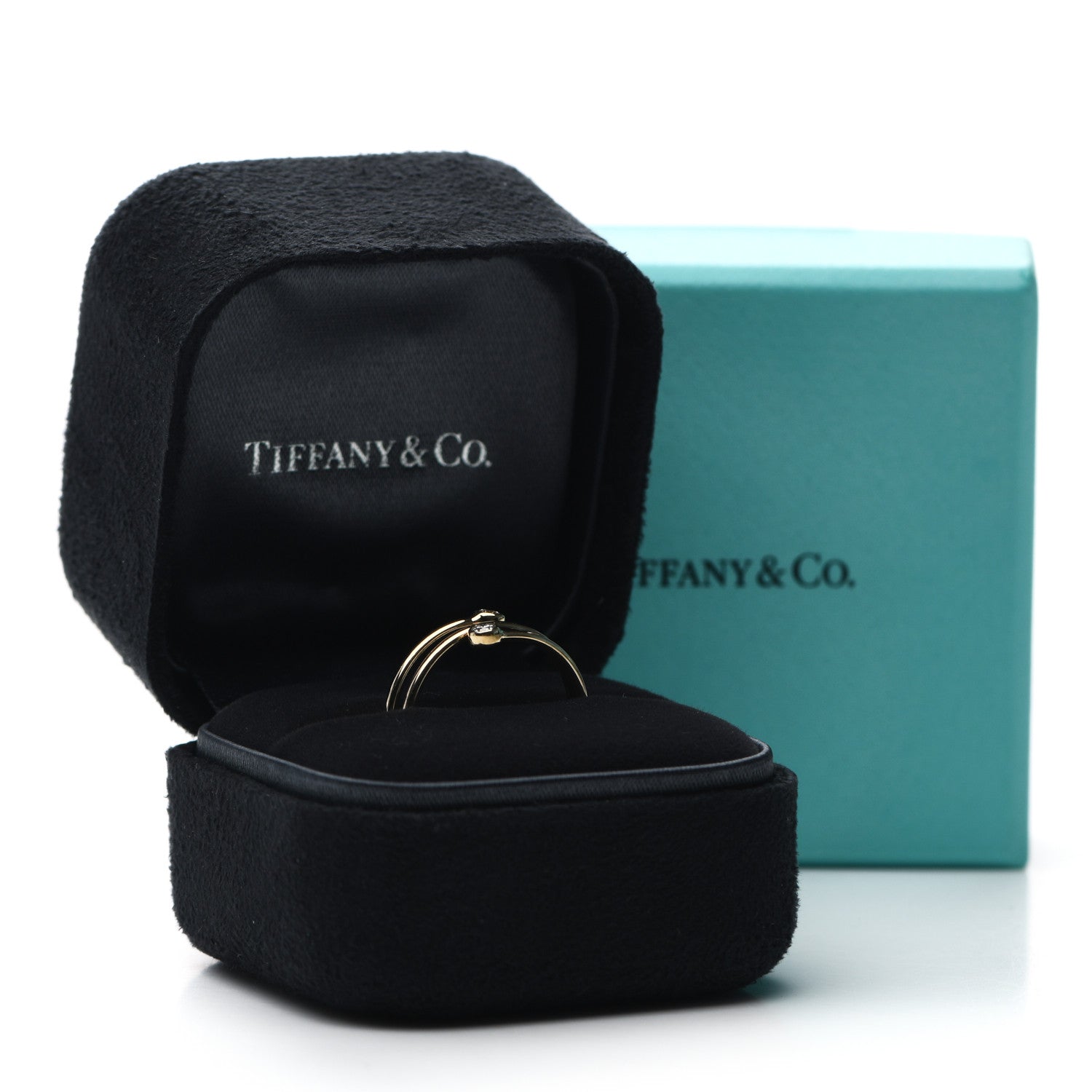 Tiffany 18K Yellow Gold Diamond Elsa Peretti Double Hoop Ring 53 6.25 6 of 6
