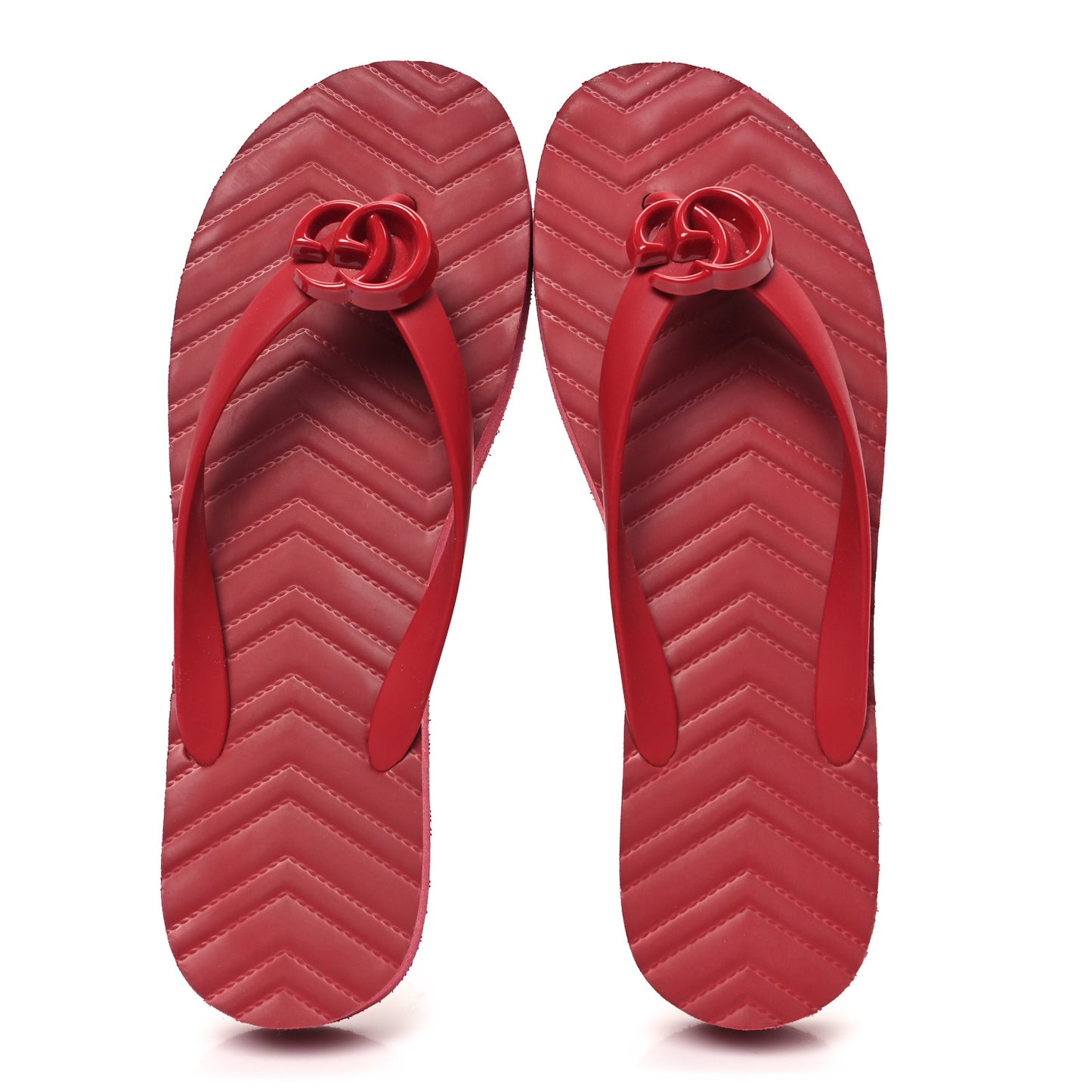 Rubber Chevron Womens GG Thong Sandals 40 Red