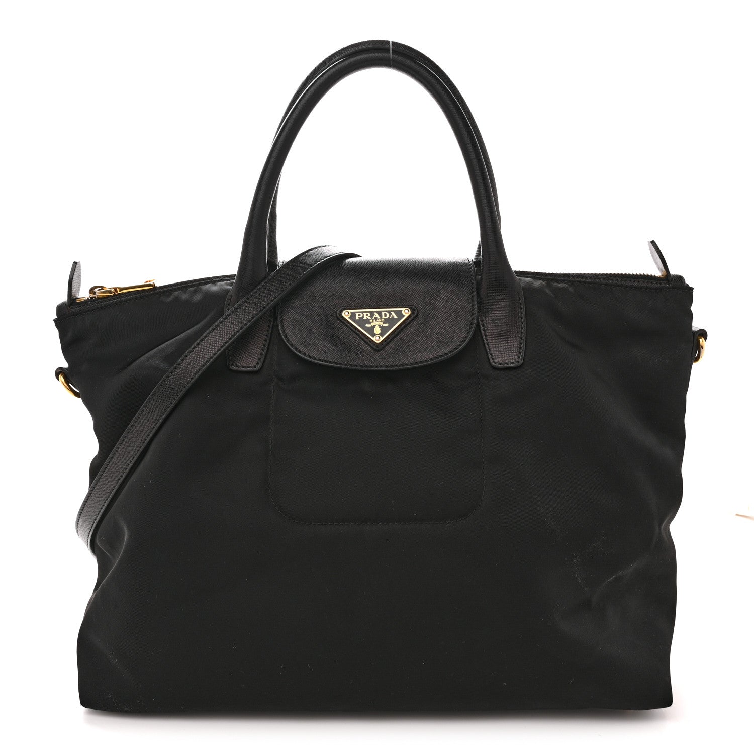 Prada Tessuto Nylon Saffiano Tote Black 1 of 15