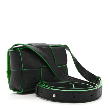 Bottega Veneta Lambskin Maxi Intreccio Candy Cassette Crossbody Bag Black Green 3 of 9
