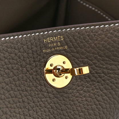 Hermes Taurillon Clemence Mini Lindy 20 Etoupe 7 of 11