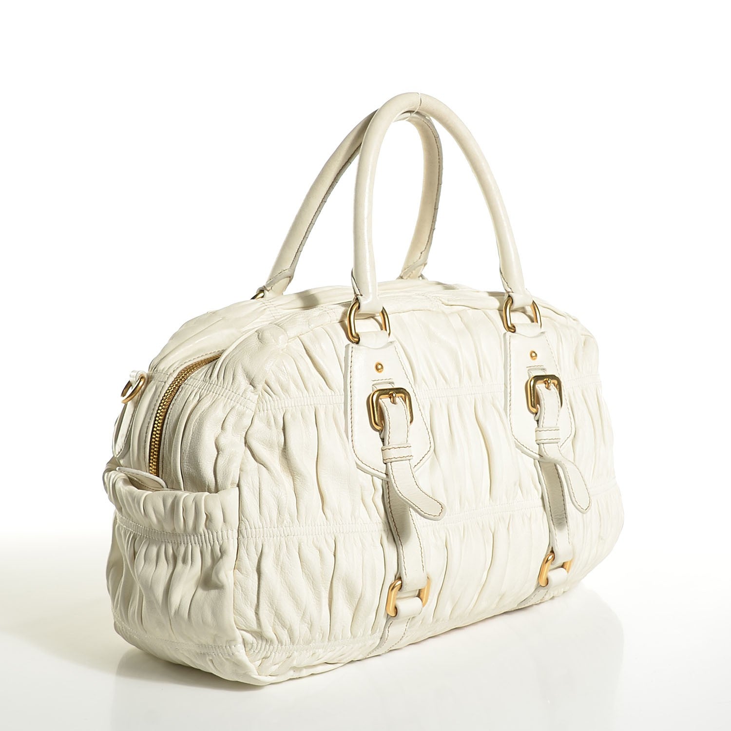 Prada Nappa Gaufre Bauletto Bianco 3 of 9