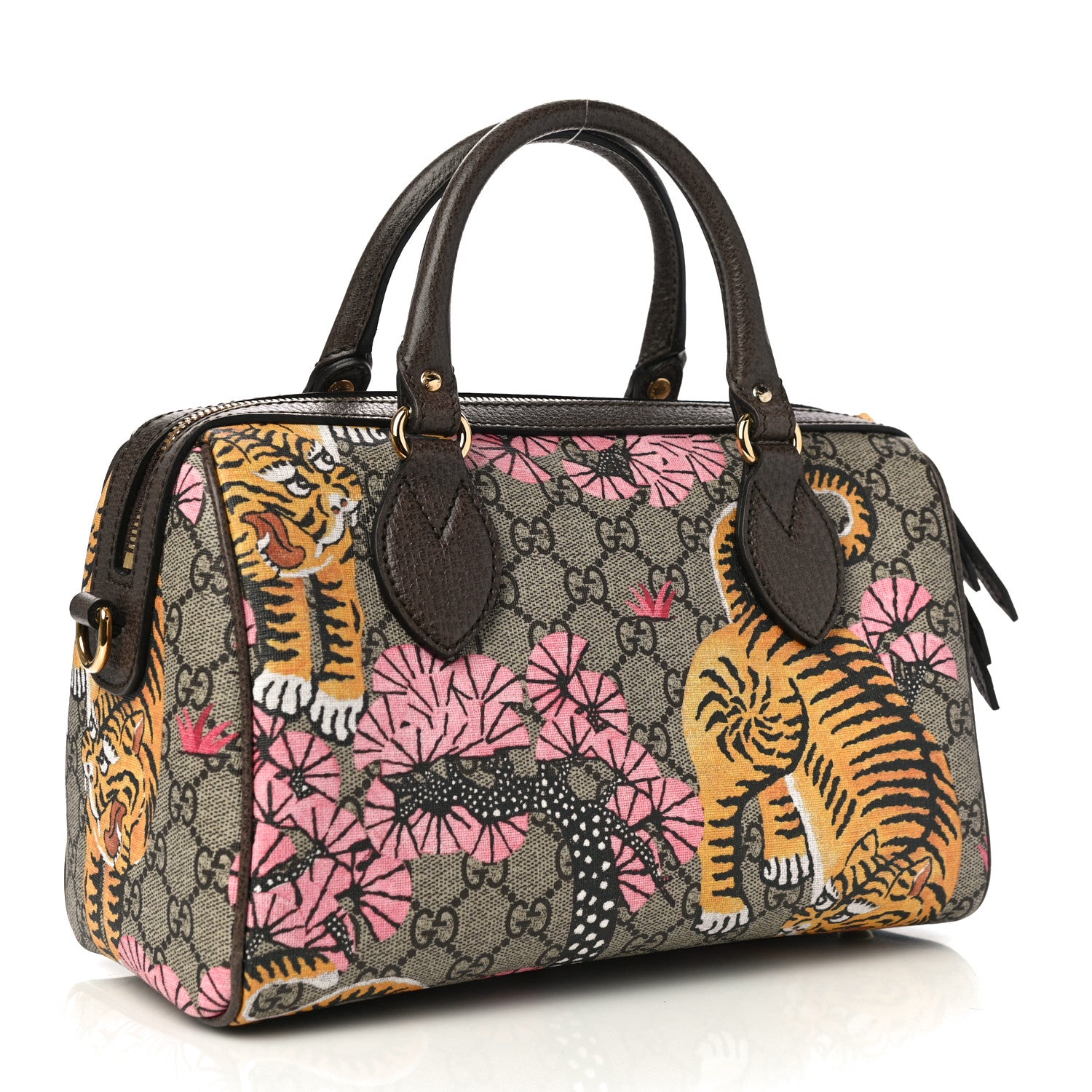 Gucci GG Supreme Monogram Bengal Small Boston Beige Pink 2 of 9