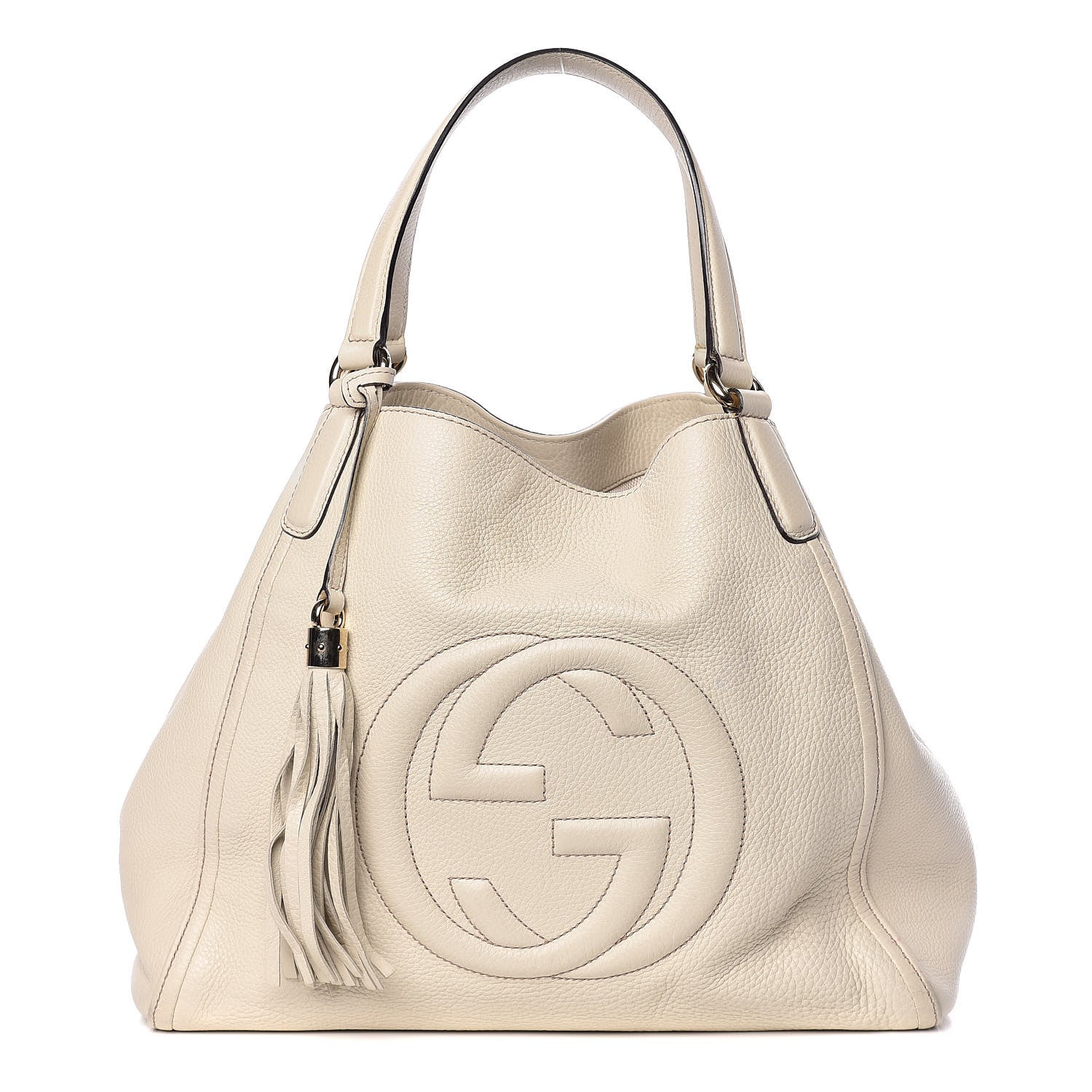 Gucci Pebbled Calfskin Medium Soho Shoulder Bag Off White 1 of 18