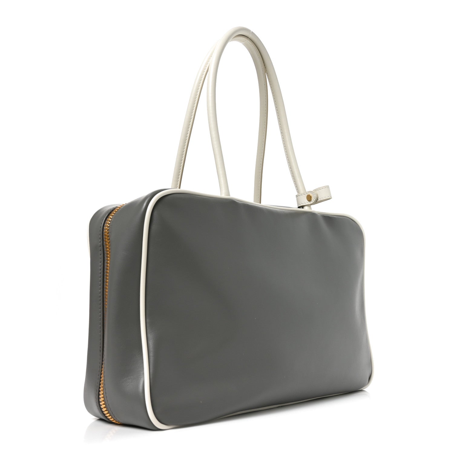 Miu Miu Soft Calf Softy Contrast Large Beau Top Handle Bag Marmo White 3 of 9