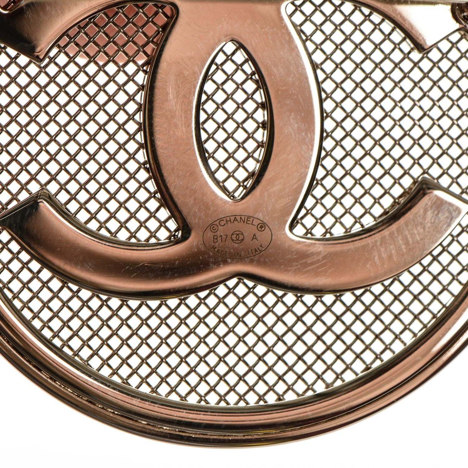 Chanel Mesh Circle CC Brooch Gold 4 of 4