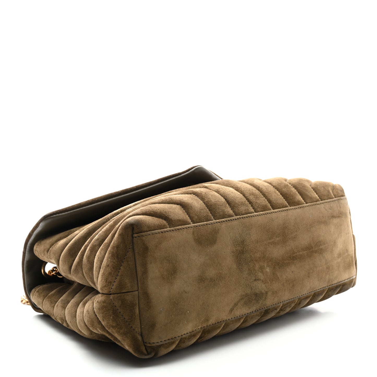 Suede Y Quilted Monogram Medium Loulou Chain Satchel Seaweed