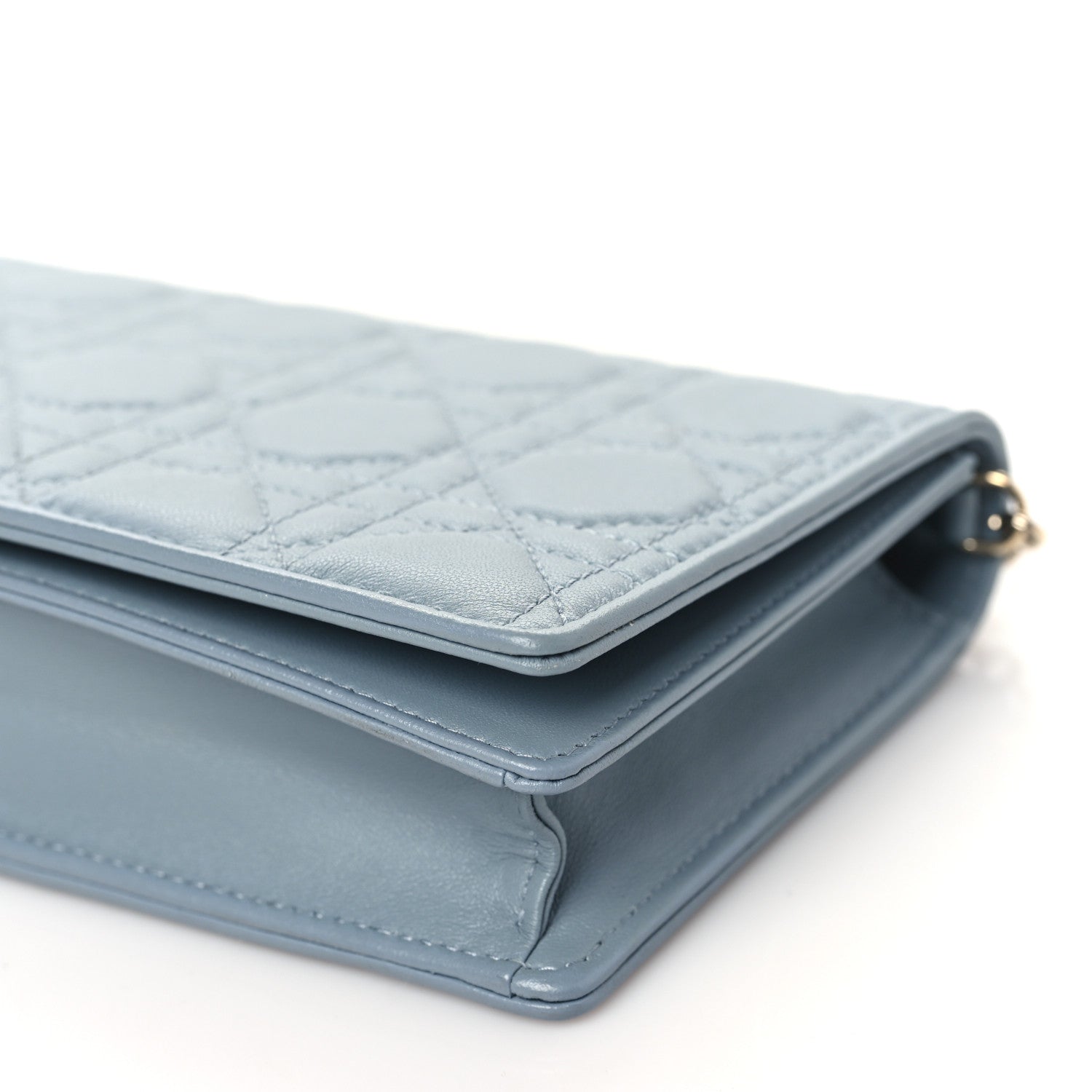 Christian Dior Lambskin Cannage Lady Dior Chain Wallet Cloud Blue 11 of 11