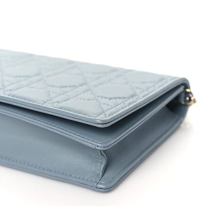 Christian Dior Lambskin Cannage Lady Dior Chain Wallet Cloud Blue 11 of 11