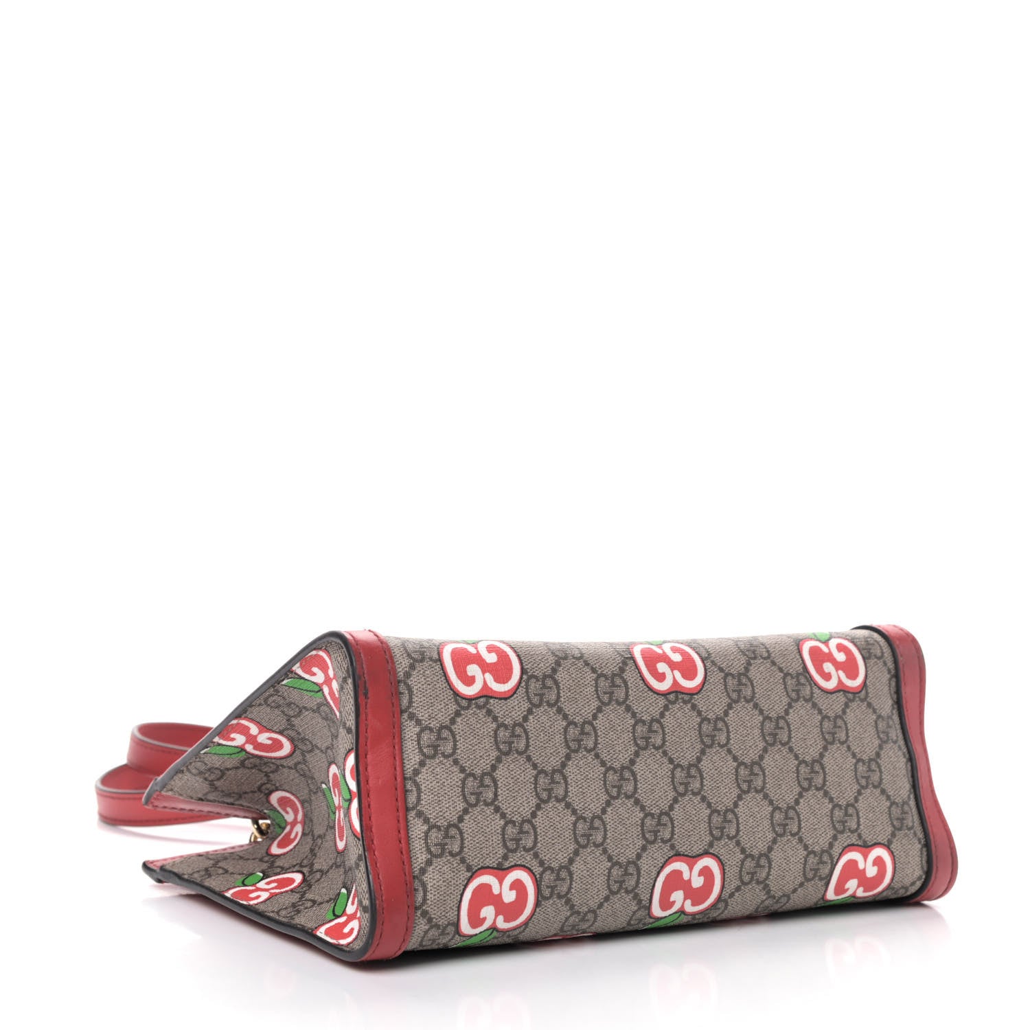 Gucci GG Supreme Monogram Apple Small Padlock Tote Beige Multicolor Lobster Red 3 of 8
