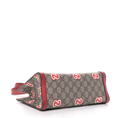 Gucci GG Supreme Monogram Apple Small Padlock Tote Beige Multicolor Lobster Red 3 of 8