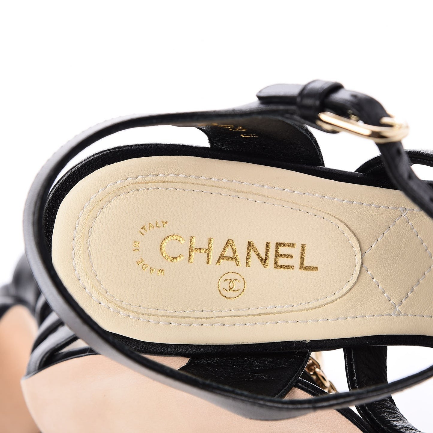 Lambskin Reissue Chain Sandals 37 Black Gold