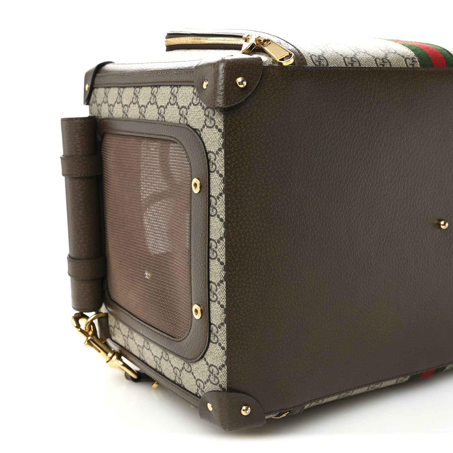GG Supreme Monogram Web Small Pet Carrier Beige Ebony New Acero