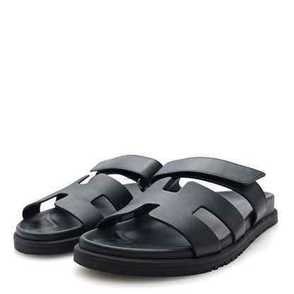 Hermes Calfskin Womens Chypre Sandals 38 Black 2 of 9