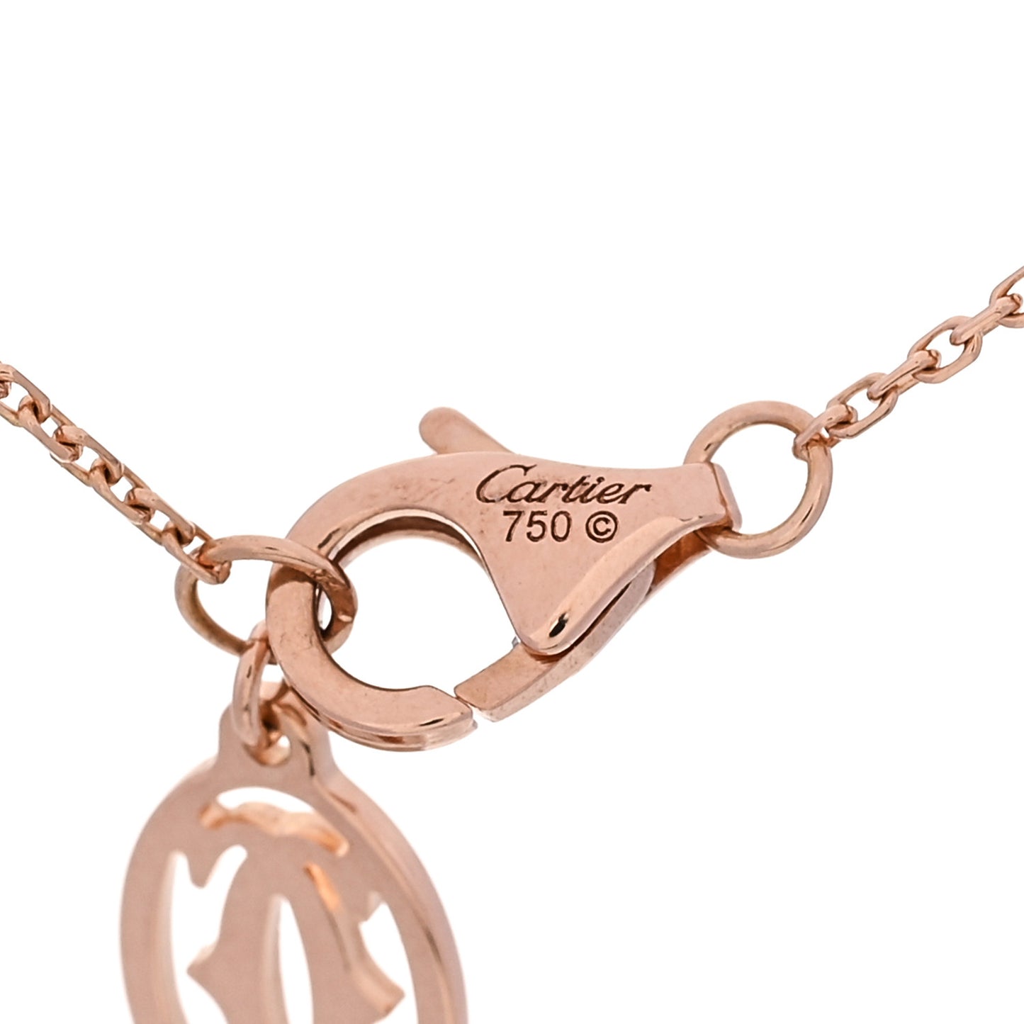 18K Pink Gold Diamond Symbols Cross Pendant Necklace
