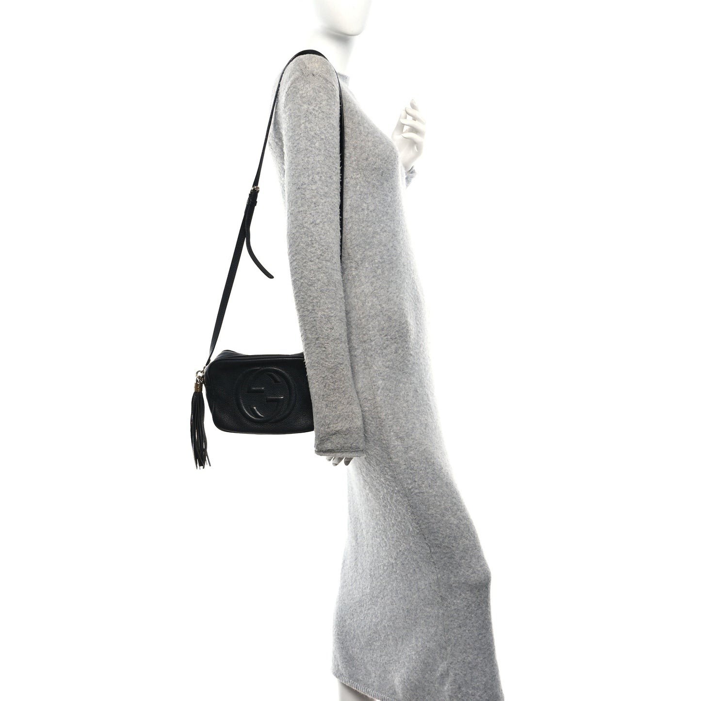 Pebbled Calfskin Small Soho Disco Bag Black