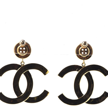 Chanel Metal Large Paris Button Earrings Gold 4 of 5