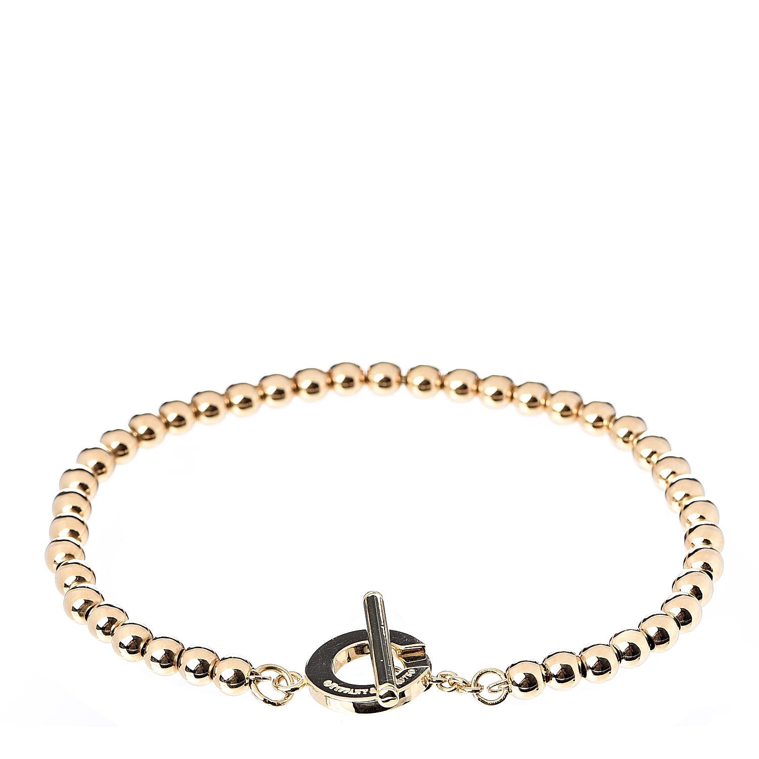 Tiffany 18K Yellow Gold 4mm Beads Toggle Bracelet 3 of 5
