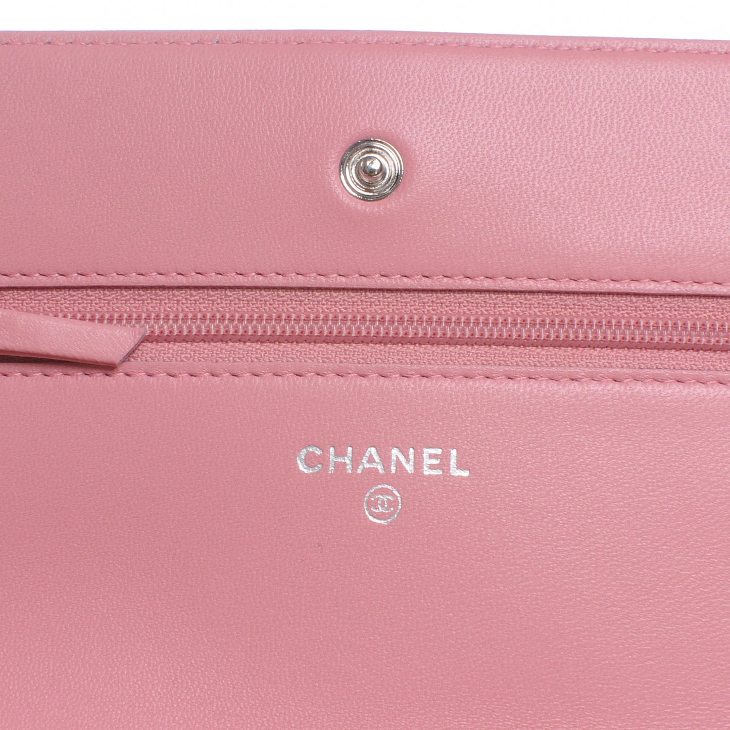 Lambskin Quilted Wallet On Chain Pink