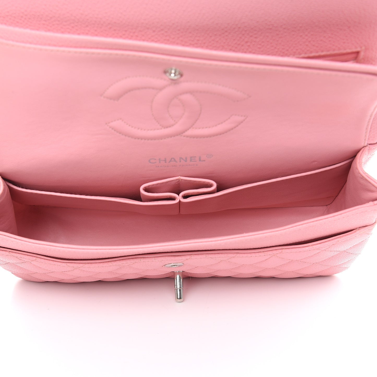 Caviar Quilted Medium Double Flap Pink