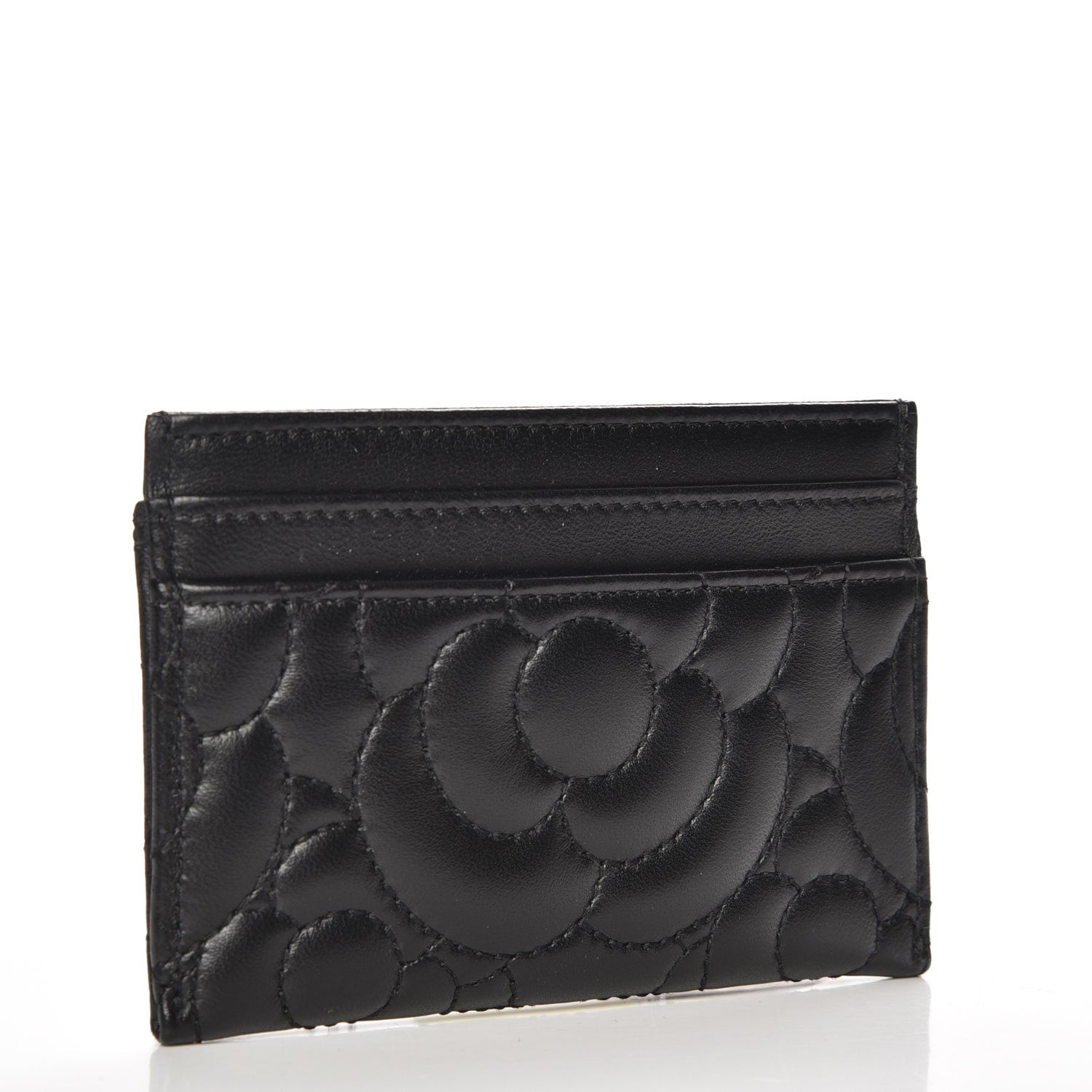 Chanel Lambskin Camellia Stitched Card Holder Black 3 of 9