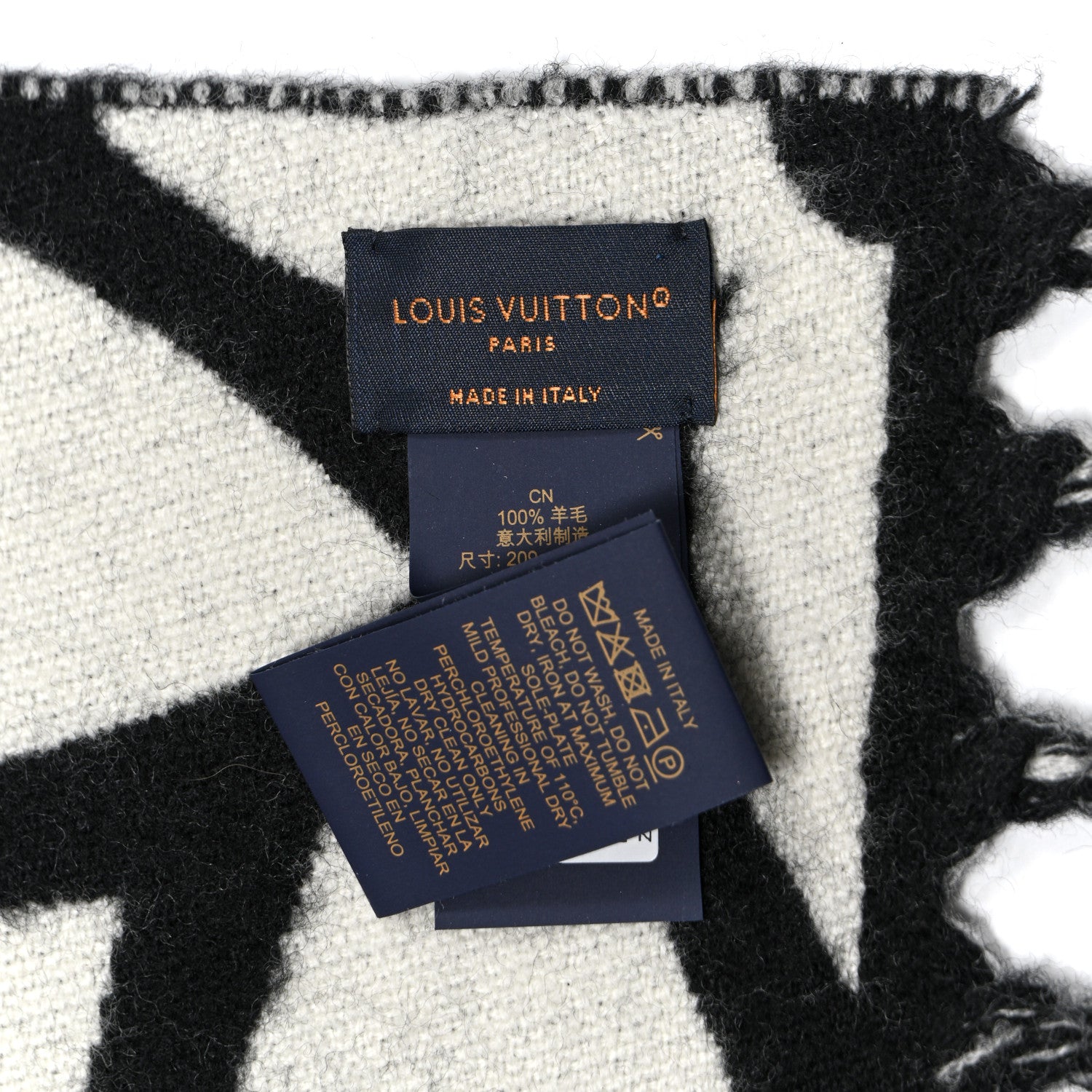 Louis Vuitton LOUIS VUITTON Wool LV Medallion Scarf Black 3 of 3