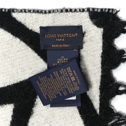 Louis Vuitton LOUIS VUITTON Wool LV Medallion Scarf Black 3 of 3