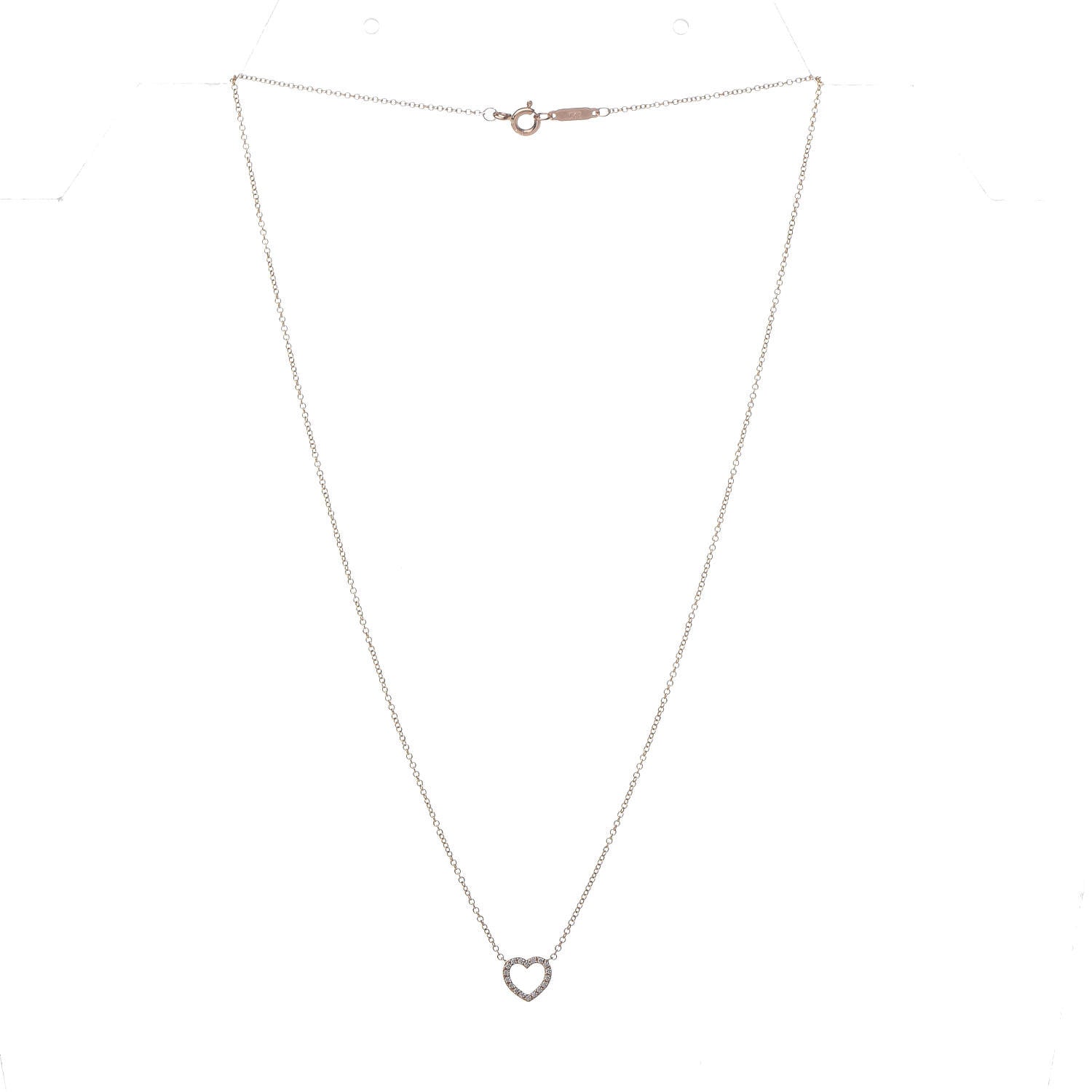 Tiffany 18K Rose Gold Diamond Metro Heart Pendant Necklace 4 of 6
