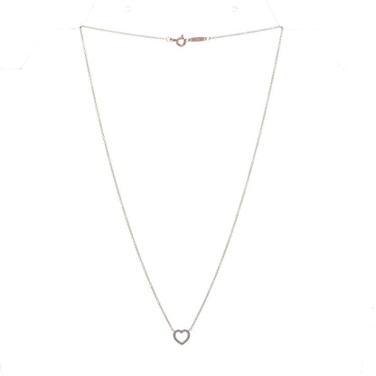 Tiffany 18K Rose Gold Diamond Metro Heart Pendant Necklace 4 of 6
