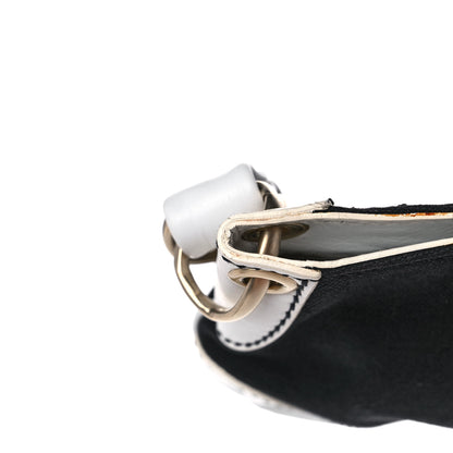 Chanel Lambskin Canvas CC Small Olsen Chain Shoulder Bag White Black 11 of 12