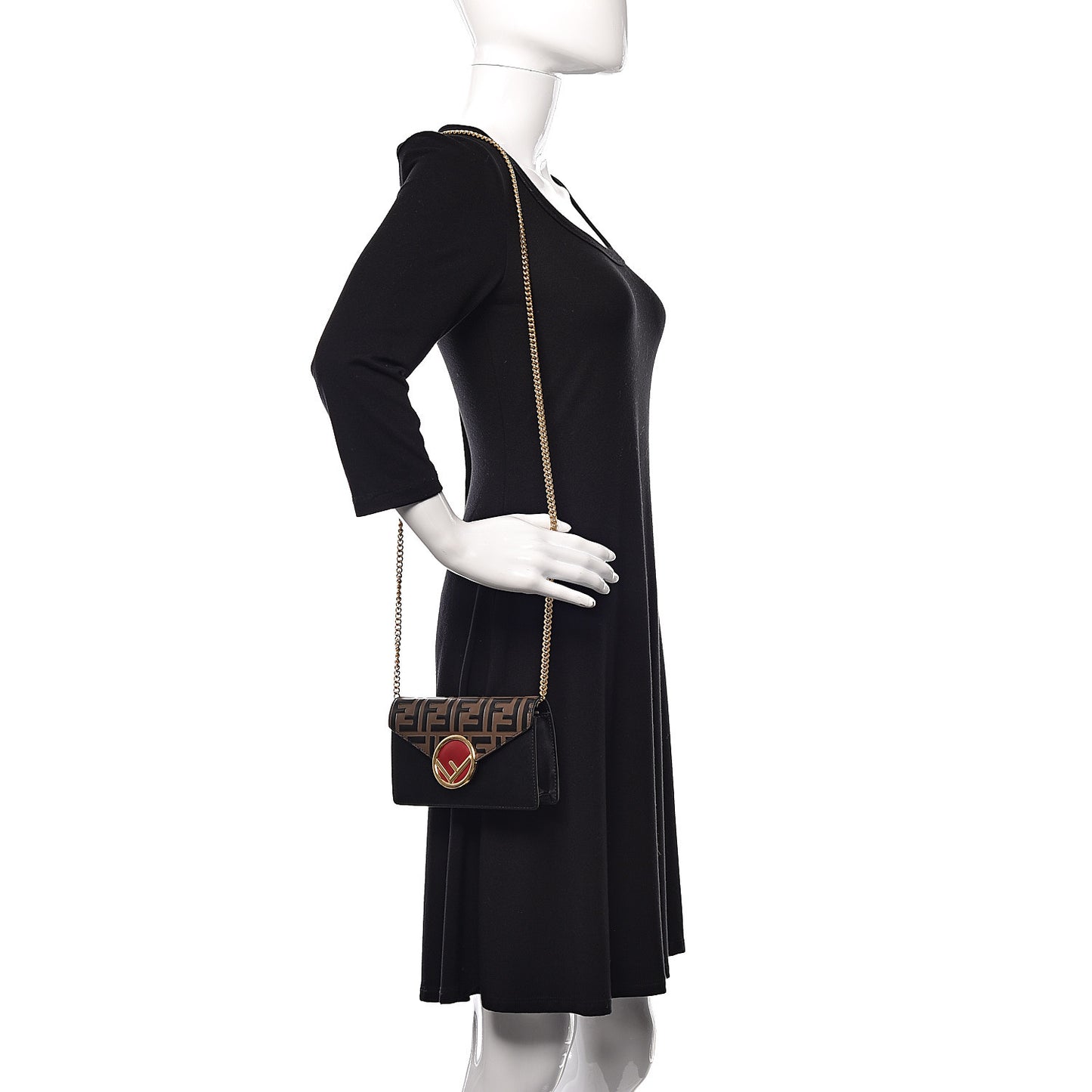 Vitello Liberty F is Fendi Bi-Color FF 1974 Embossed Envelope Belt Bag Maya Black