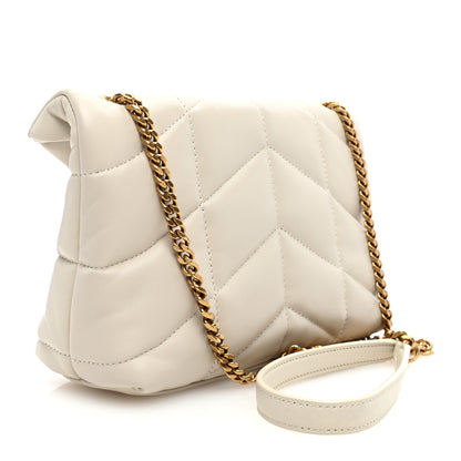 Saint Laurent Lambskin Quilted Toy Loulou Puffer Monogram Chain Satchel Crema Soft 3 of 9